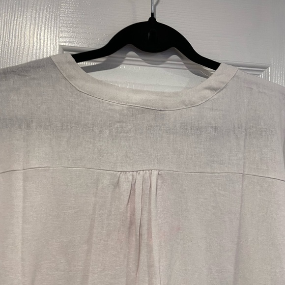 NWT Coastal Comfort Size XXL White Linen Blend Split Neck Short Sleeve Top - Picture 10 of 14
